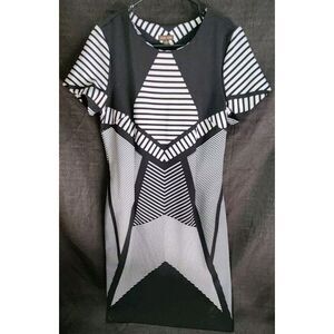 Voir Voir Dress Womens 8 Black White Geometric‎ Abstract Print Knee Length NWOT